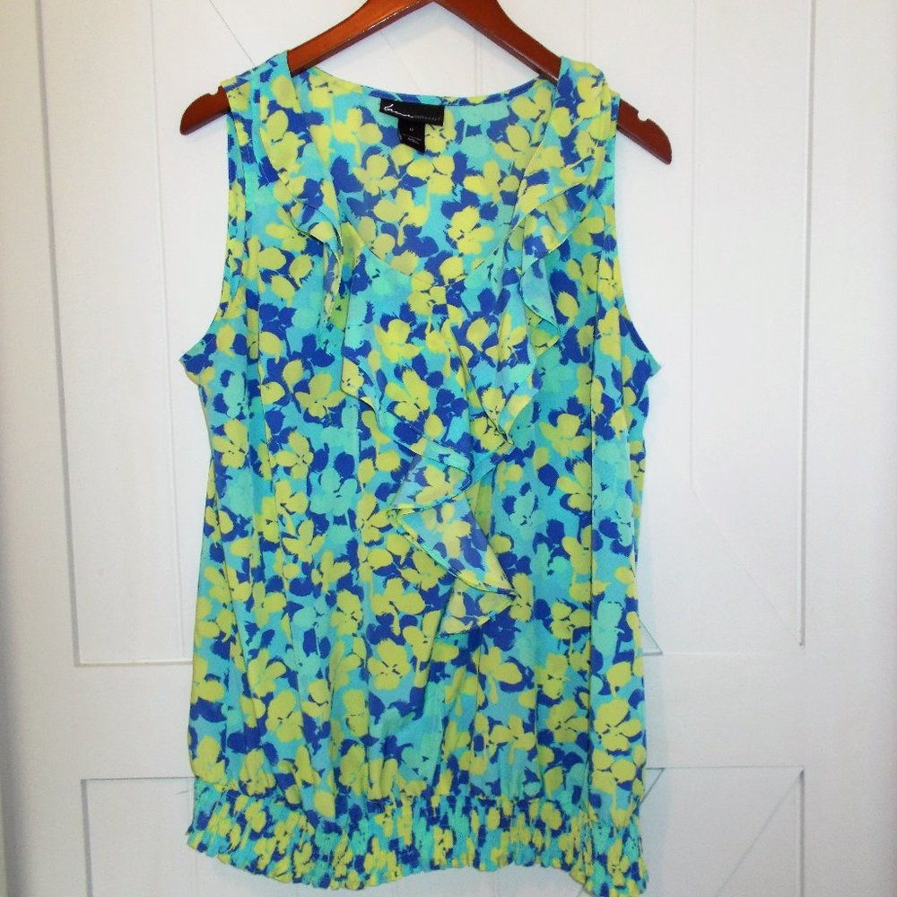 Lane Bryant Floral Print Ruffle Sleeveless Blouse‎